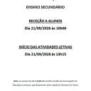 Receção aos alunos do Ensino Secundário