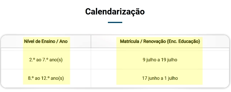 Calendarização