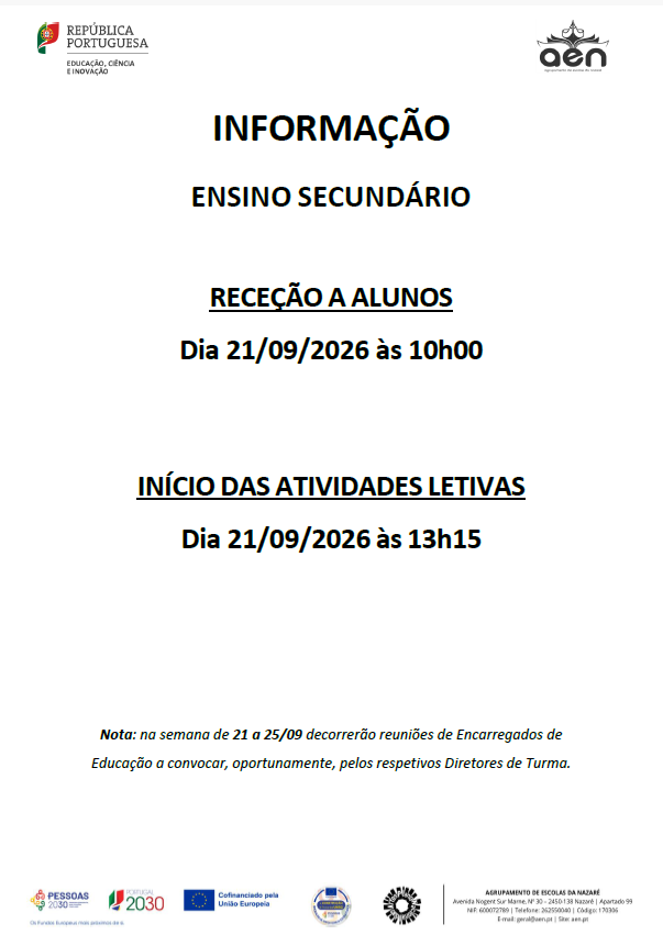 Receção alunos Secundário