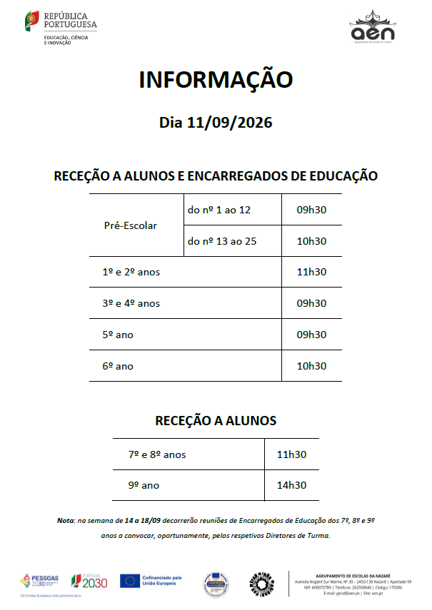 Receção a alunos e encarregados de educação